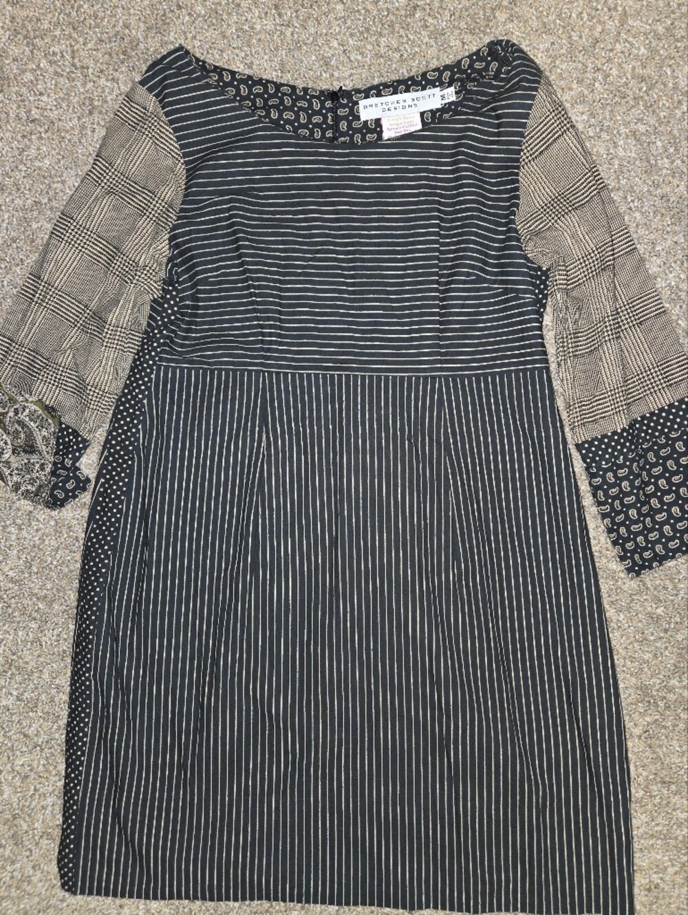 Grethchen Scott,  Black & Cream Mixed-Print Shift Dress